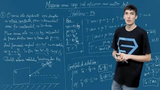 Mișcarea unui corp sub acțiunea mai multor forțe - Problema 3