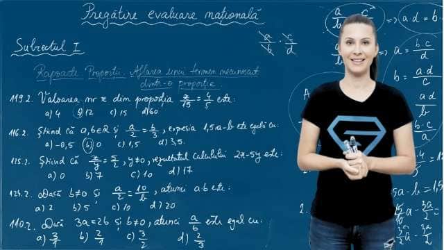 Ex. 2 - Rapoarte. Proporții. Aflarea unui termen necunoscut dintr-o propoziție - EN cl. VIII-a