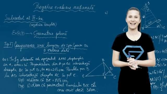 Geometrie plană. Compararea unei lungimi de segment/perimetru cu o valoare dată 2 - EN cl. VIII-a