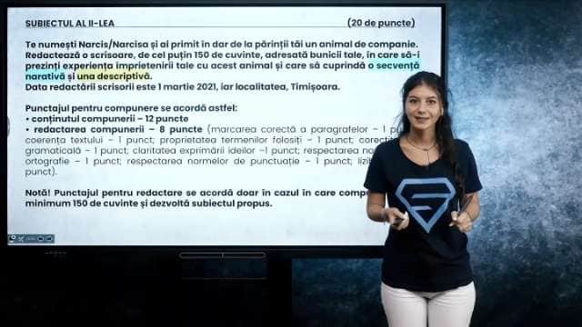 Redactarea unei scrisori care cuprinde o secvență narativă și una descriptivă - EN cl. VIII-a