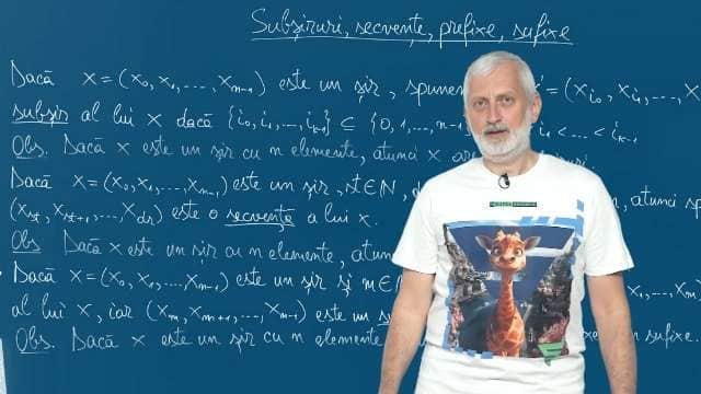 Prelucrarea secvențelor. Definirea termenilor - subșiruri, secvențe, prefixe, sufixe